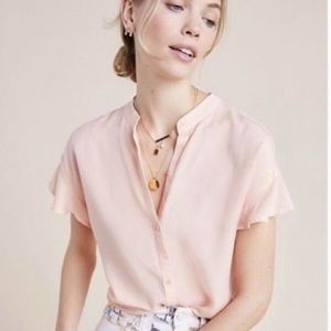 Anthropologie Cloth & Stone Light Coral Button Down Top | Size Small